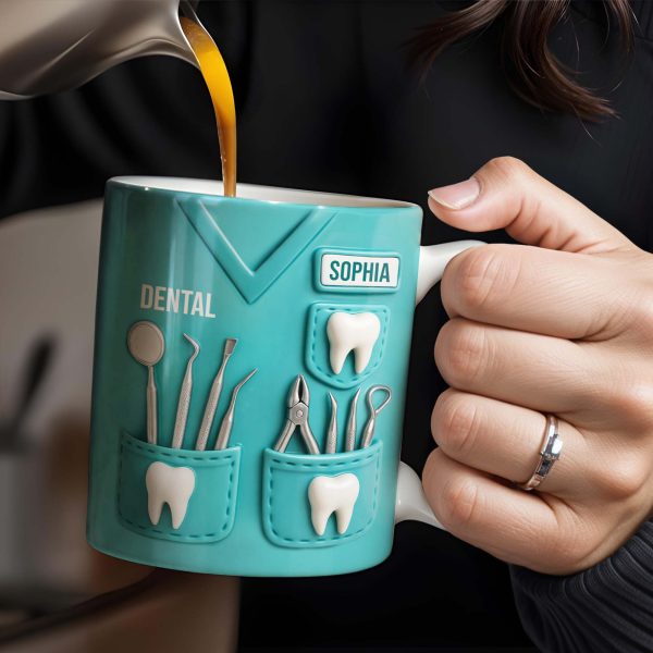 Dental Coffee Mug Featuring Dental Equipment Designs - Personalized Custom Coffee Mug - GRAD307_MG