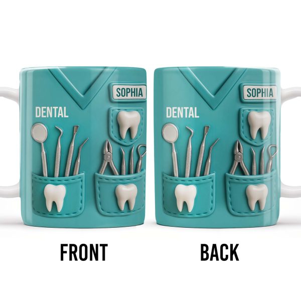 Dental Coffee Mug Featuring Dental Equipment Designs - Personalized Custom Coffee Mug - GRAD307_MG