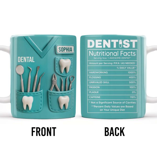 Dentist Nutritional Facts, Serving Size 1 Awesome Dentist - Personalized Custom Coffee Mug - GRAD313_MG