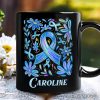 Diabetes Blue Ribbon Floral Personalized Mug, Awareness Support Gift with Custom Name Diabetes Blue Ribbon Floral Personalized Mug, Awareness Support Gift with Custom Name
