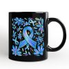 Diabetes Blue Ribbon Floral Personalized Mug, Awareness Support Gift with Custom Name Diabetes Blue Ribbon Floral Personalized Mug, Awareness Support Gift with Custom Name