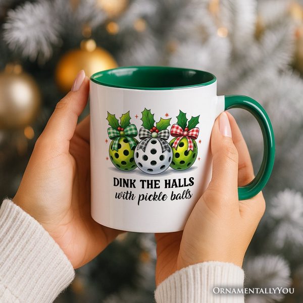 Dink The Halls with Pickle Balls Personalized Mug, Funny Christmas Gift with Custom Name Dink The Halls with Pickle Balls Personalized Mug, Funny Christmas Gift with Custom Name