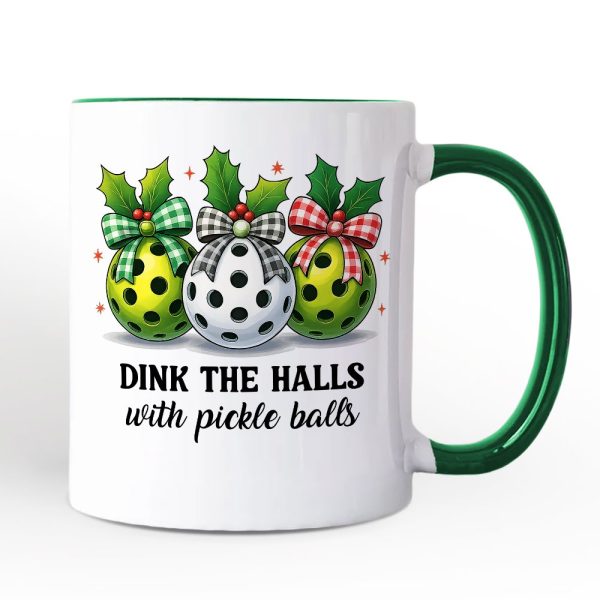 Dink The Halls with Pickle Balls Personalized Mug, Funny Christmas Gift with Custom Name Dink The Halls with Pickle Balls Personalized Mug, Funny Christmas Gift with Custom Name