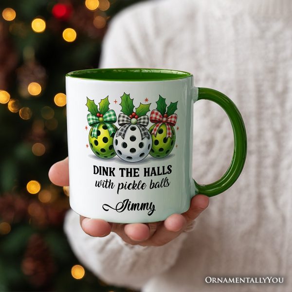 Dink The Halls with Pickle Balls Personalized Mug, Funny Christmas Gift with Custom Name Dink The Halls with Pickle Balls Personalized Mug, Funny Christmas Gift with Custom Name