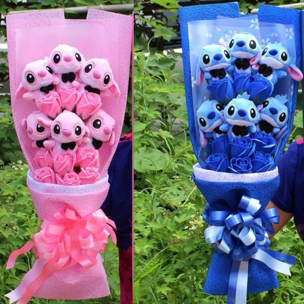 Disney Plush Flower Bouquet Mickey Minnie Stitch Doll Disney Plush Flower Bouquet Mickey Minnie Stitch Doll