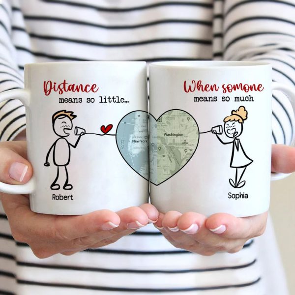 Distance Means So Little - Personalized Couple Mug Set - Gift For Couple Distance Means So Little - Personalized Couple Mug Set - Gift For Couple