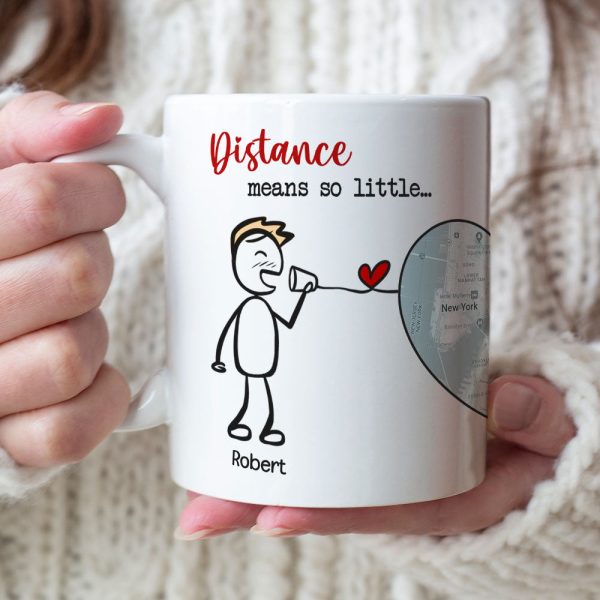 Distance Means So Little - Personalized Couple Mug Set - Gift For Couple Distance Means So Little - Personalized Couple Mug Set - Gift For Couple