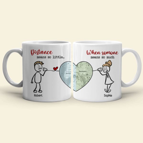 Distance Means So Little - Personalized Couple Mug Set - Gift For Couple Distance Means So Little - Personalized Couple Mug Set - Gift For Couple