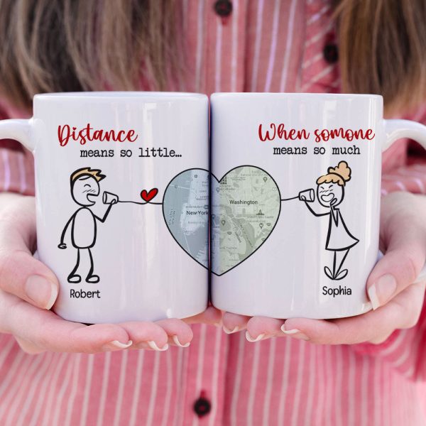 Distance Means So Little - Personalized Couple Mug Set - Gift For Couple Distance Means So Little - Personalized Couple Mug Set - Gift For Couple