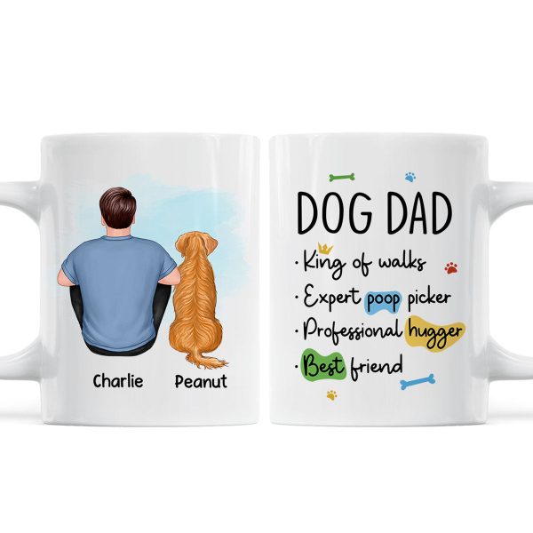 Dog Dad Back View Man & Sitting Dog Personalized Mug