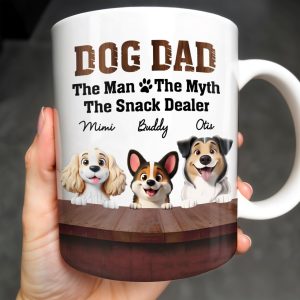 Dog Dad The Man The Myth The Snack Dealer, Dogs and Paw Prints - Personalized Custom Coffee Mug - DOG047_MG