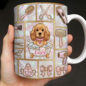 Dog Groomer, Cute Puppy In Bathtub With Scissors - Personalized Custom Coffee Mug - JBS126_MG