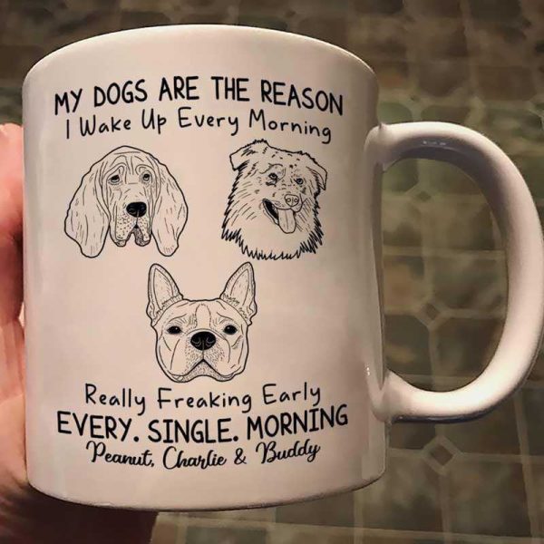 Dog Head Outline Reason I Wake Up Early In The Morning Personalized Mug Dog Head Outline Reason I Wake Up Early In The Morning Personalized Mug