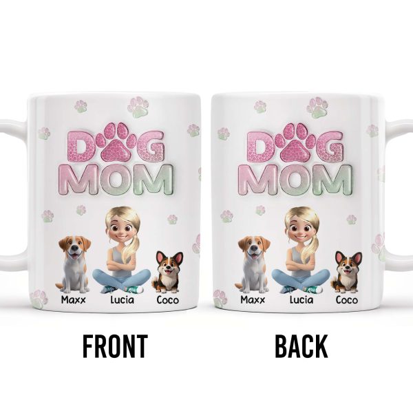 Dog Mom, Cartoon Woman and Dogs - Personalized Custom Coffee Mug - DOG034_MG Dog Mom, Cartoon Woman and Dogs - Personalized Custom Coffee Mug - DOG034_MG