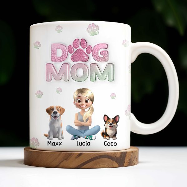 Dog Mom, Cartoon Woman and Dogs - Personalized Custom Coffee Mug - DOG034_MG Dog Mom, Cartoon Woman and Dogs - Personalized Custom Coffee Mug - DOG034_MG