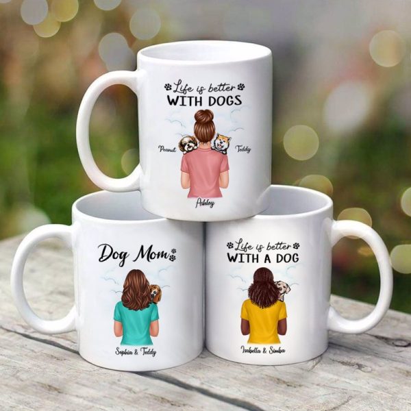 Dog Mom Woman Carrying Dogs Personalized Mug