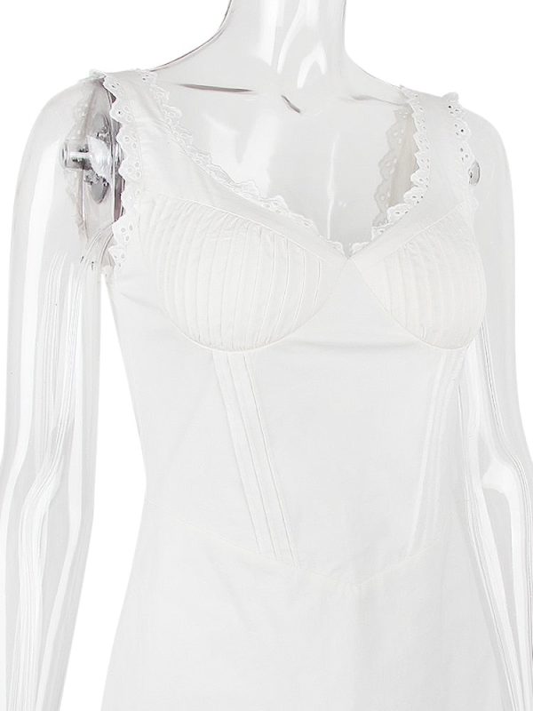 Doily Strap Cupped V-neck Mini Dress Doily Strap Cupped V-neck Mini Dress