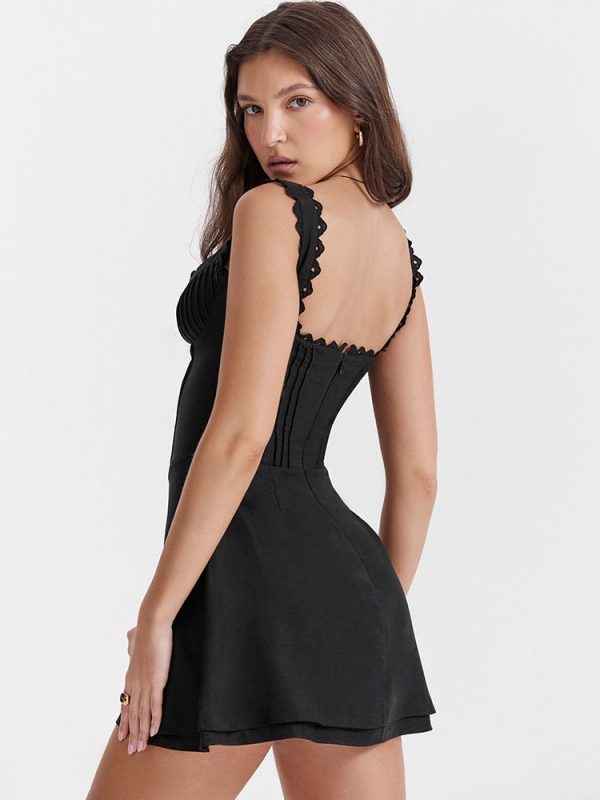 Doily Strap Cupped V-neck Mini Dress Doily Strap Cupped V-neck Mini Dress
