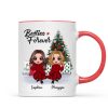 Doll Besties Best Friends Sitting Beside Christmas Tree Personalized Mug