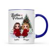 Doll Besties Best Friends Sitting Beside Christmas Tree Personalized Mug