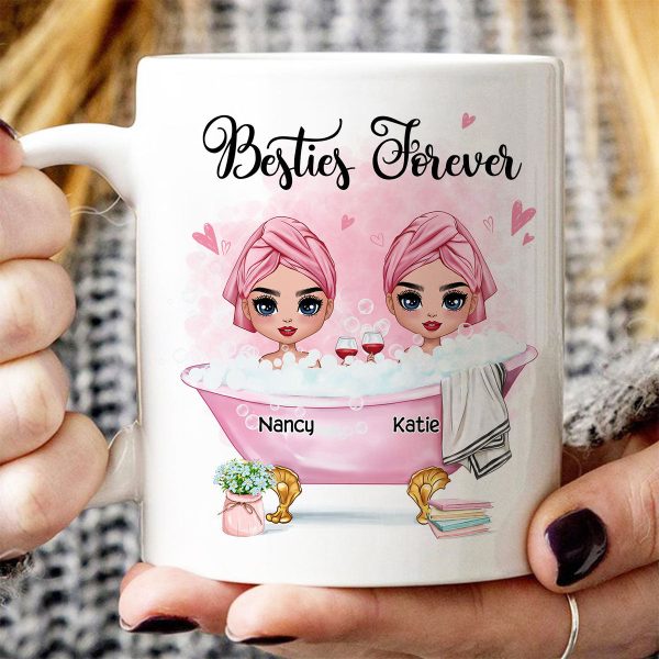 Doll Besties Sisters In The Bathtub Personalized Mug