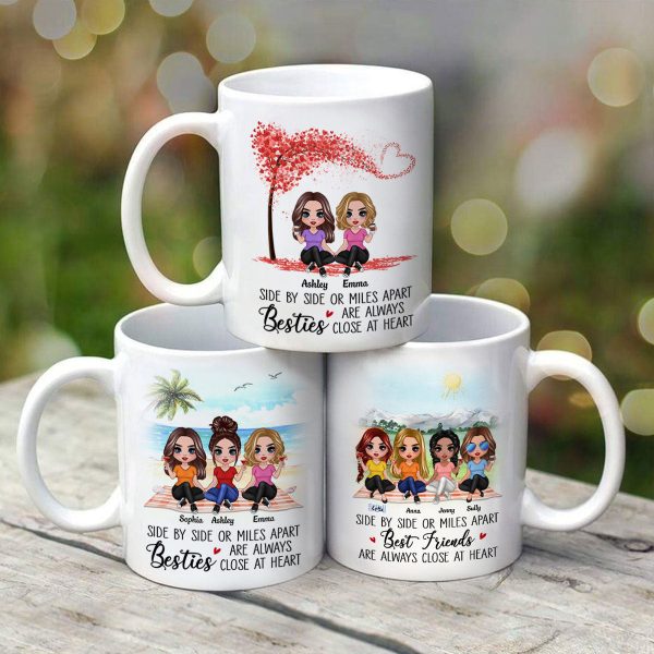 Doll Besties Sisters Sitting Miles Apart Close At Heart Personalized Mug