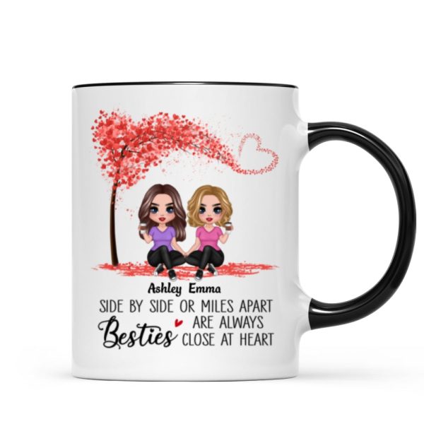 Doll Besties Sisters Sitting Miles Apart Close At Heart Personalized Mug