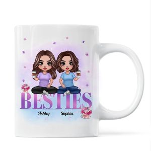 Doll Besties Sitting On Word Gift For Best Friends Personalized Mug