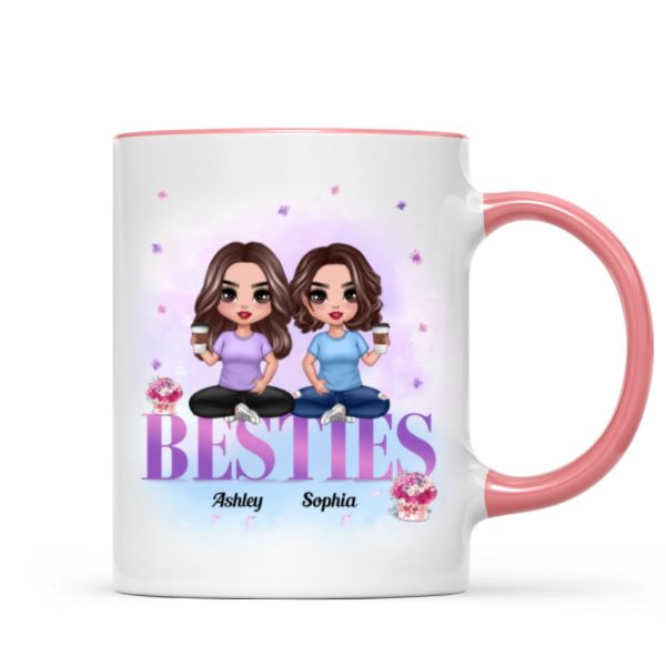 Doll Besties Sitting On Word Gift For Best Friends Personalized Mug