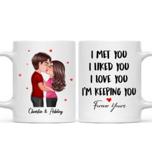 Doll Couple Kissing I Met You I Liked You I Love You Gift For Him For Her Personalized Mug