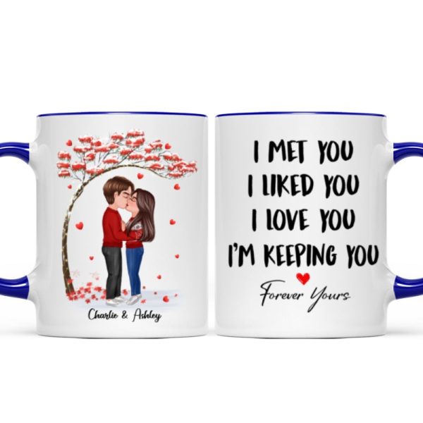 Doll Couple Kissing Under Red Tree Gift For Him For Her Personalized Mug Doll Couple Kissing Under Red Tree Gift For Him For Her Personalized Mug