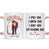 Doll Couple Kissing Under Red Tree Gift For Him For Her Personalized Mug Doll Couple Kissing Under Red Tree Gift For Him For Her Personalized Mug