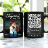 Doll Couple Kissing Under Star Night QR Code Calendar Personalized Black Mug Doll Couple Kissing Under Star Night QR Code Calendar Personalized Black Mug