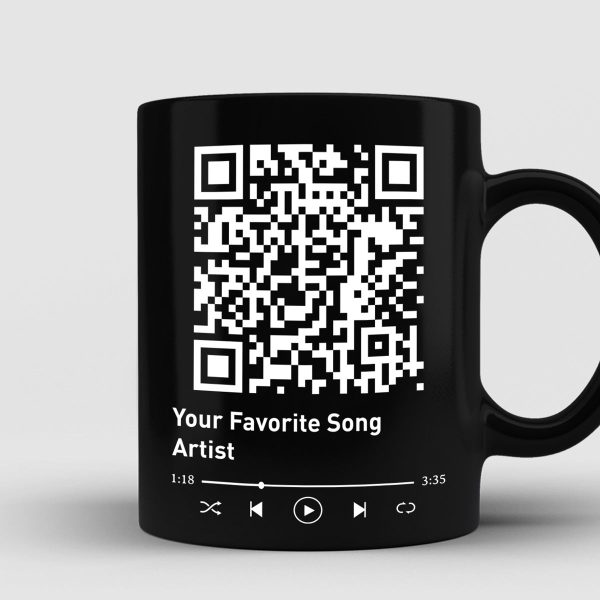 Doll Couple Kissing Under Star Night QR Code Calendar Personalized Black Mug Doll Couple Kissing Under Star Night QR Code Calendar Personalized Black Mug