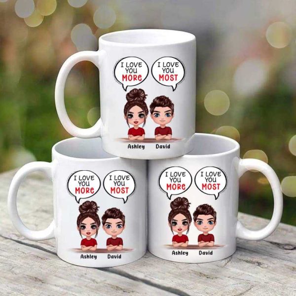 Doll Couple Love You More Love You Most Gift Personalized Mug