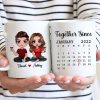 Doll Couple Sitting Anniversary Date Calendar Personalized Mug - Gift For Couple - Gift For Him - Gift For Her Doll Couple Sitting Anniversary Date Calendar Personalized Mug - Gift For Couple - Gift For Him - Gift For Her