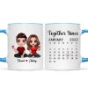 Doll Couple Sitting Anniversary Date Calendar Personalized Mug - Gift For Couple - Gift For Him - Gift For Her Doll Couple Sitting Anniversary Date Calendar Personalized Mug - Gift For Couple - Gift For Him - Gift For Her