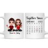Doll Couple Sitting Anniversary Date Calendar Personalized Mug - Gift For Couple - Gift For Him - Gift For Her Doll Couple Sitting Anniversary Date Calendar Personalized Mug - Gift For Couple - Gift For Him - Gift For Her