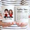 Doll Couple Sitting Anniversary Date Calendar Personalized Mug - Gift For Couple - Gift For Him - Gift For Her Doll Couple Sitting Anniversary Date Calendar Personalized Mug - Gift For Couple - Gift For Him - Gift For Her