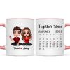 Doll Couple Sitting Anniversary Date Calendar Personalized Mug - Gift For Couple - Gift For Him - Gift For Her Doll Couple Sitting Anniversary Date Calendar Personalized Mug - Gift For Couple - Gift For Him - Gift For Her