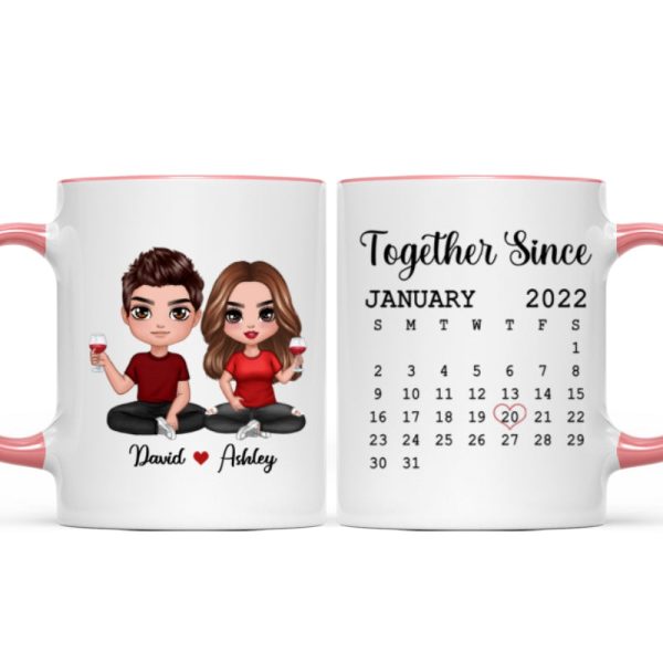Doll Couple Sitting Anniversary Date Calendar Personalized Mug - Gift For Couple - Gift For Him - Gift For Her Doll Couple Sitting Anniversary Date Calendar Personalized Mug - Gift For Couple - Gift For Him - Gift For Her