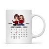 Doll Couple Sitting Calendar Anniversary Date Gift For Him For Her Personalized Mug