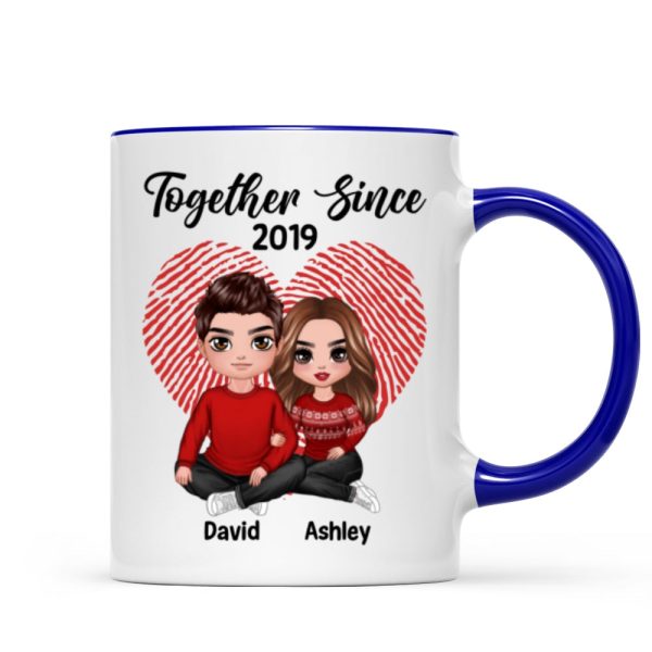 Doll Couple Sitting Embracing Personalized Mug