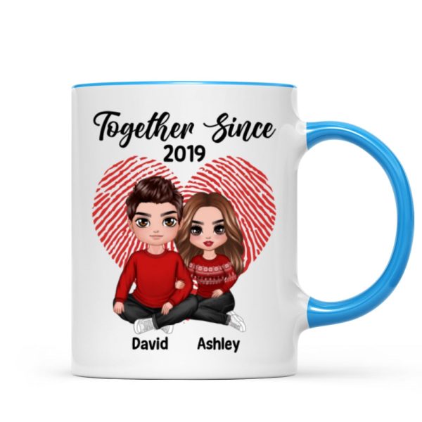 Doll Couple Sitting Embracing Personalized Mug