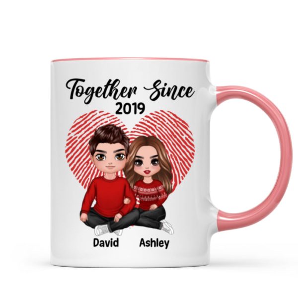 Doll Couple Sitting Embracing Personalized Mug