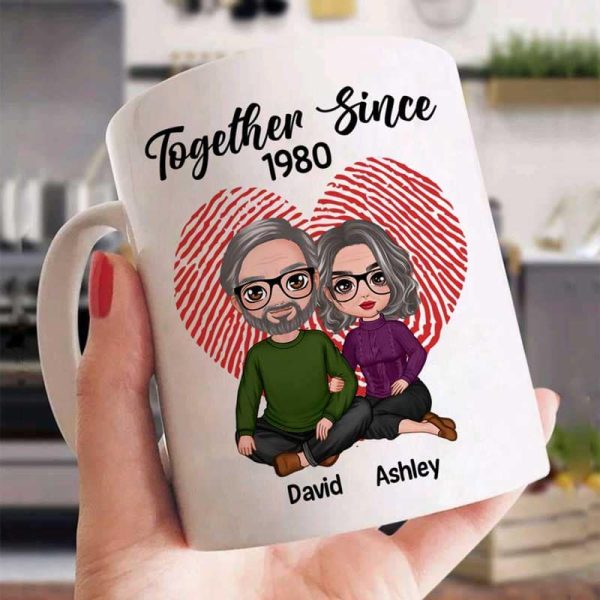 Doll Couple Sitting Embracing Personalized Mug