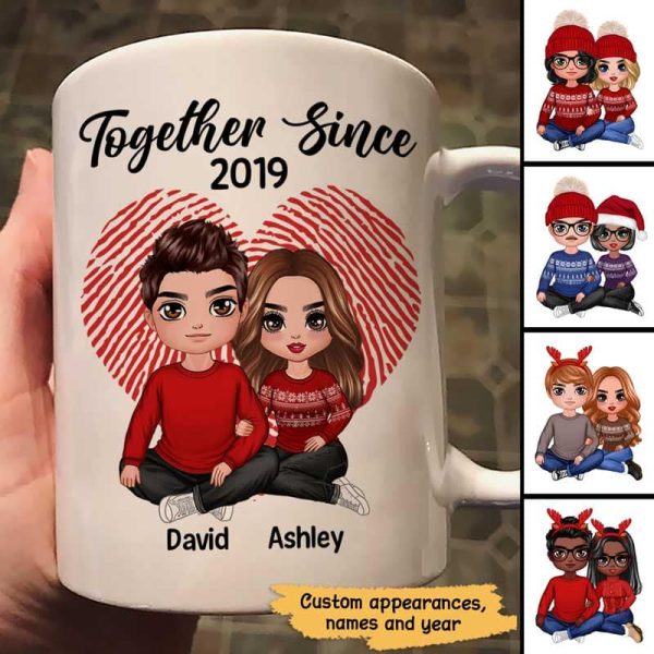 Doll Couple Sitting Embracing Personalized Mug