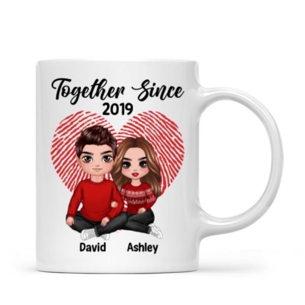 Doll Couple Sitting Embracing Personalized Mug