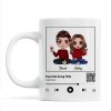 Doll Couple Sitting Favorite Song Scannable QR Code Personalized Mug
