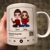 Doll Couple Sitting Favorite Song Scannable QR Code Personalized Mug